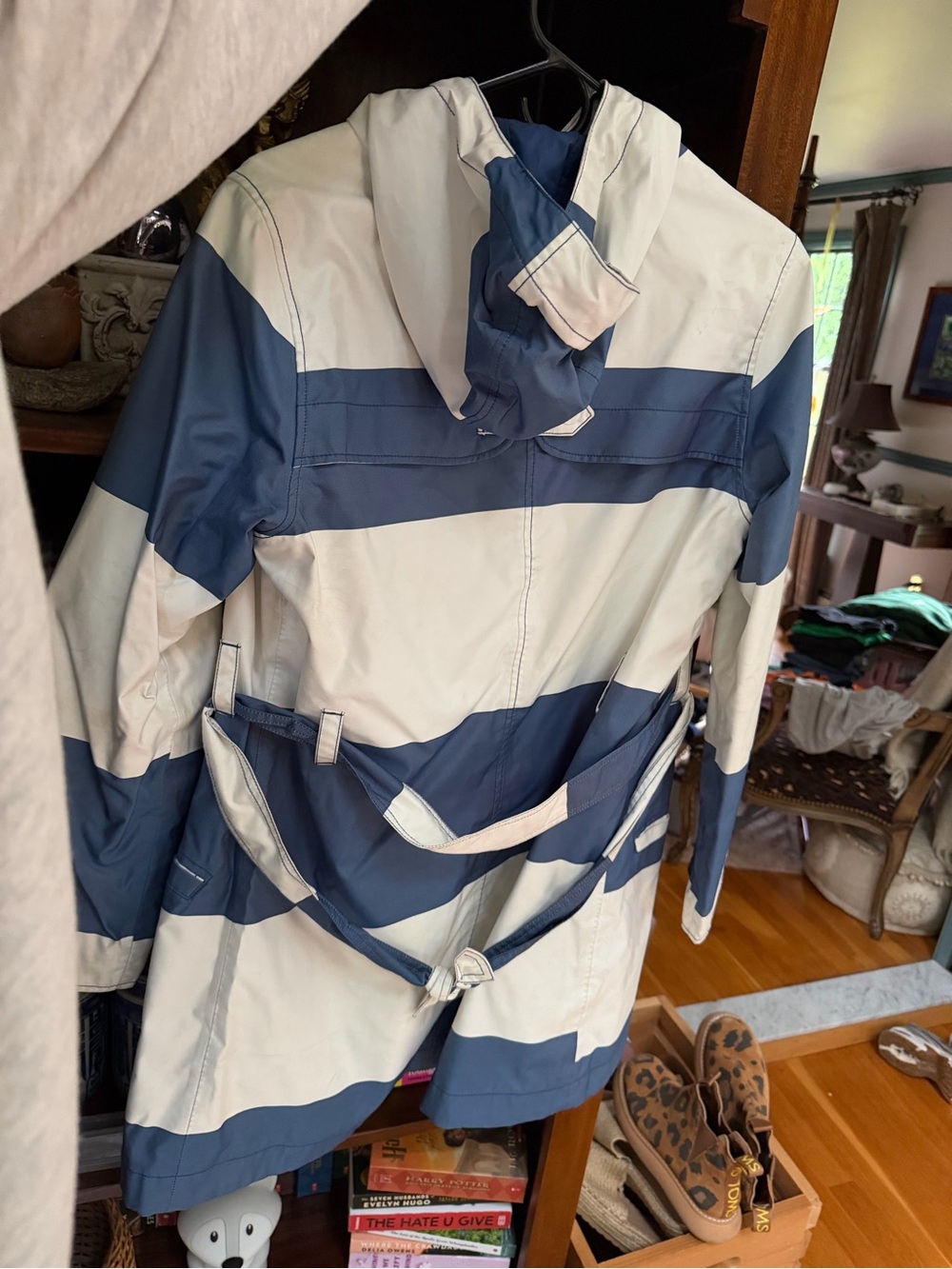 Helly Hansen Blue and White Striped Trench Coat - Picture 2 of 5